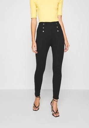 Pantalons Anna Field Punto With Button Detail Noir Femme | ISI-4315819